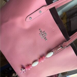 Handmade Glass Pink Bag Charm